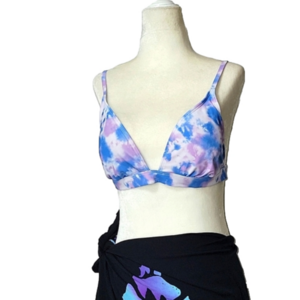 HURLEY bikini top, purple, blue & white tie-dye, Size XL